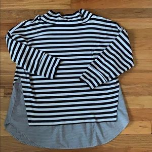 Loft Mixed Media Striped Top Size M